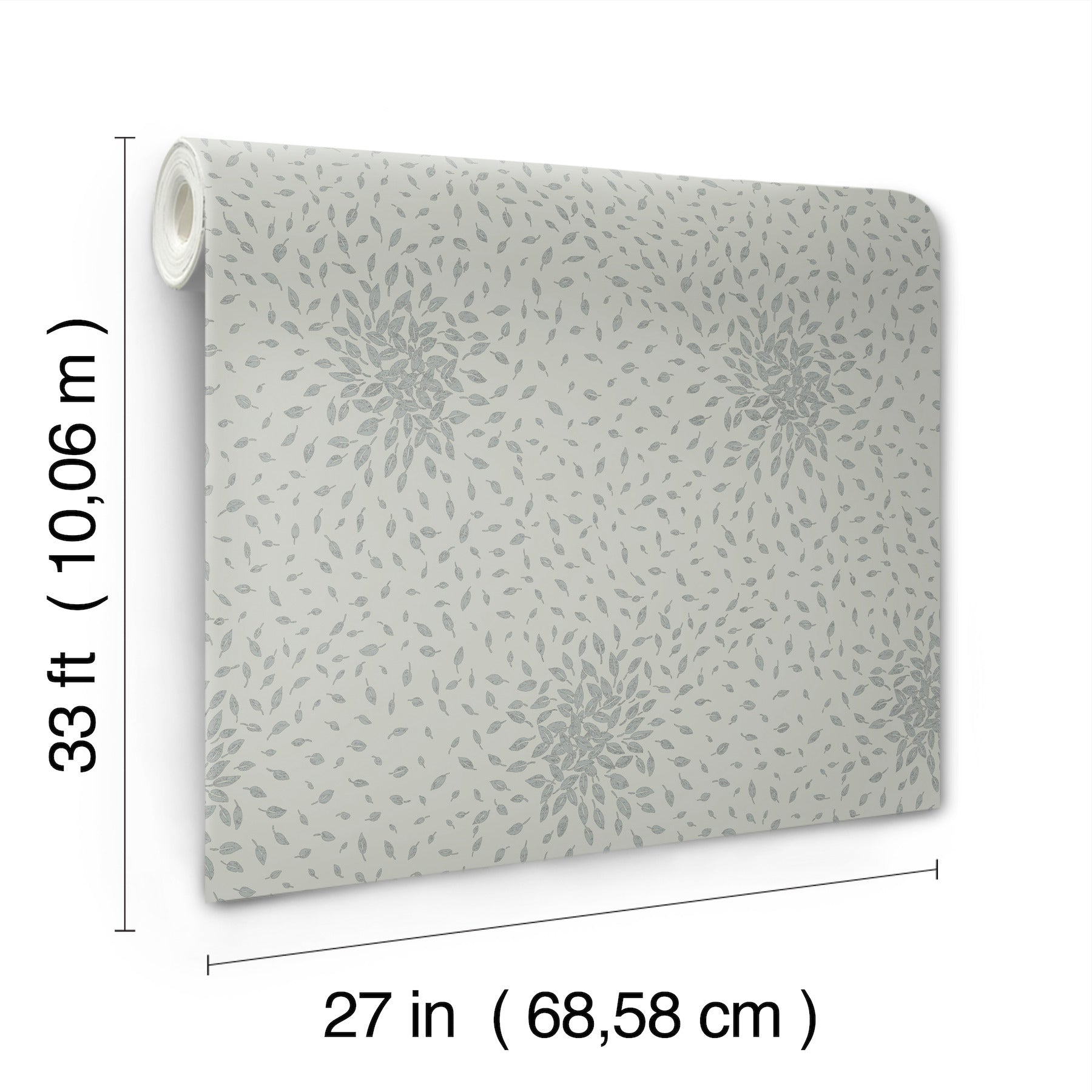 MD7104 Petite Leaves Eucalyptus & Silver Modern Metals Wallpaper by York Wallcoverings