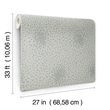 MD7104 Petite Leaves Eucalyptus & Silver Modern Metals Wallpaper by York Wallcoverings