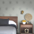 MD7104 Petite Leaves Eucalyptus & Silver Modern Metals Wallpaper by York Wallcoverings