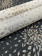 MD7105 Petite Leaves Beige & Silver Modern Metals Wallpaper by York Wallcoverings
