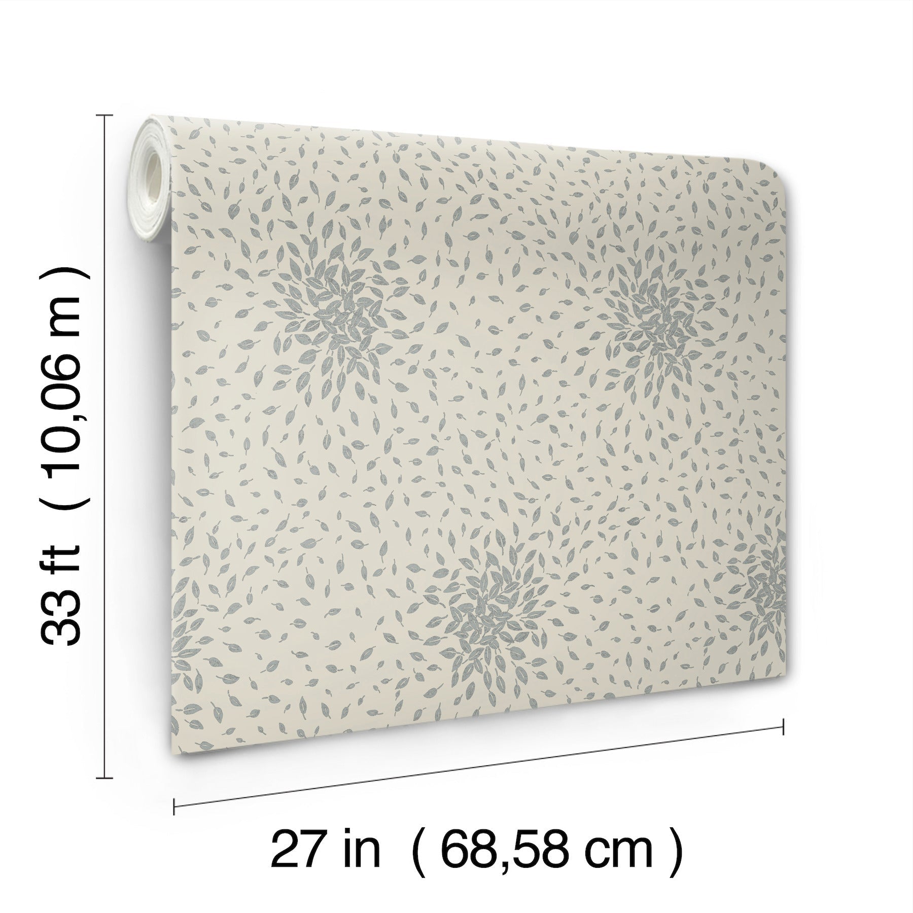 MD7105 Petite Leaves Beige & Silver Modern Metals Wallpaper by York Wallcoverings