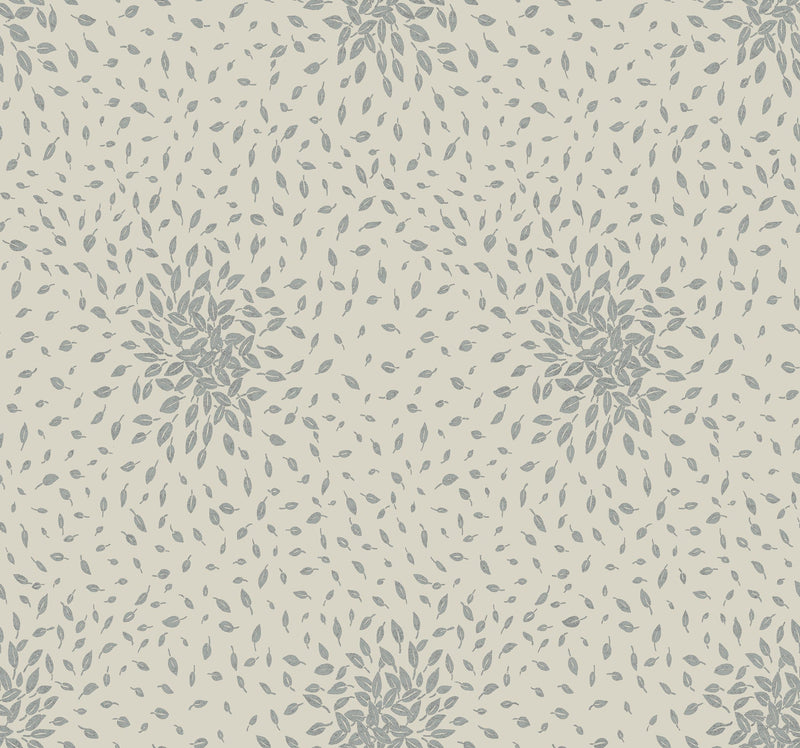 MD7105 Petite Leaves Beige & Silver Modern Metals Wallpaper by York Wallcoverings