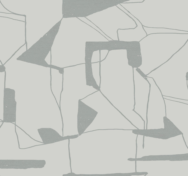 MD7111 Abstract Geo Fog & Silver Modern Metals Wallpaper by York Wallcoverings