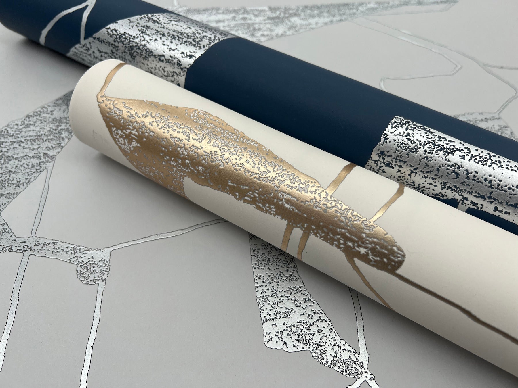 MD7111 Abstract Geo Fog & Silver Modern Metals Wallpaper by York Wallcoverings