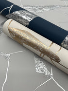 MD7111 Abstract Geo Fog & Silver Modern Metals Wallpaper by York Wallcoverings