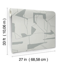 MD7111 Abstract Geo Fog & Silver Modern Metals Wallpaper by York Wallcoverings