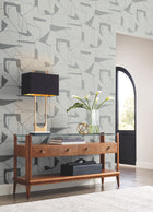 MD7111 Abstract Geo Fog & Silver Modern Metals Wallpaper by York Wallcoverings