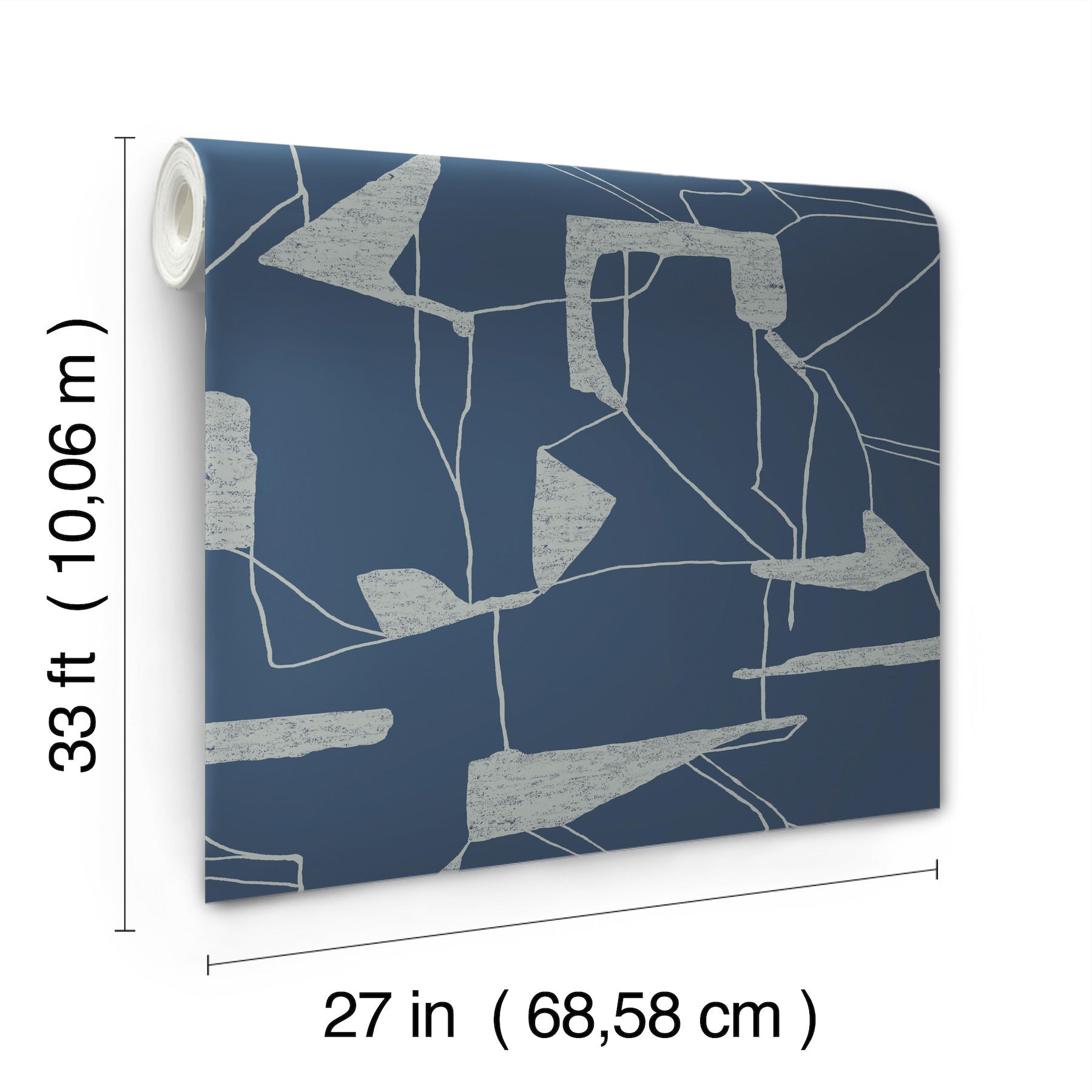 MD7112 Abstract Geo Navy & Silver Modern Metals Wallpaper by York Wallcoverings