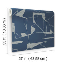 MD7112 Abstract Geo Navy & Silver Modern Metals Wallpaper by York Wallcoverings