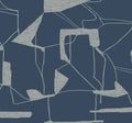 Abstract Geo Navy & Silver Modern Metals Wallpaper by York Wallcoverings