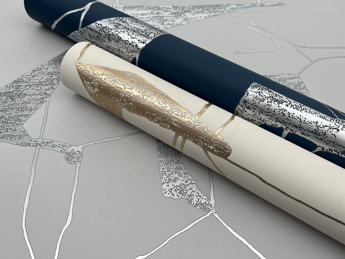 MD7113 Abstract Geo Cream & Gold Modern Metals Wallpaper by York Wallcoverings