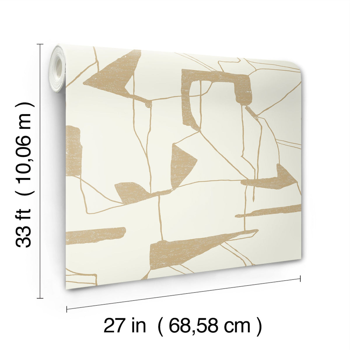 MD7113 Abstract Geo Cream & Gold Modern Metals Wallpaper by York Wallcoverings