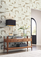 MD7113 Abstract Geo Cream & Gold Modern Metals Wallpaper by York Wallcoverings