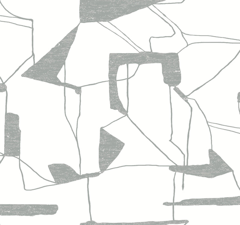 MD7114 Abstract Geo White & Silver Modern Metals Wallpaper by York Wallcoverings