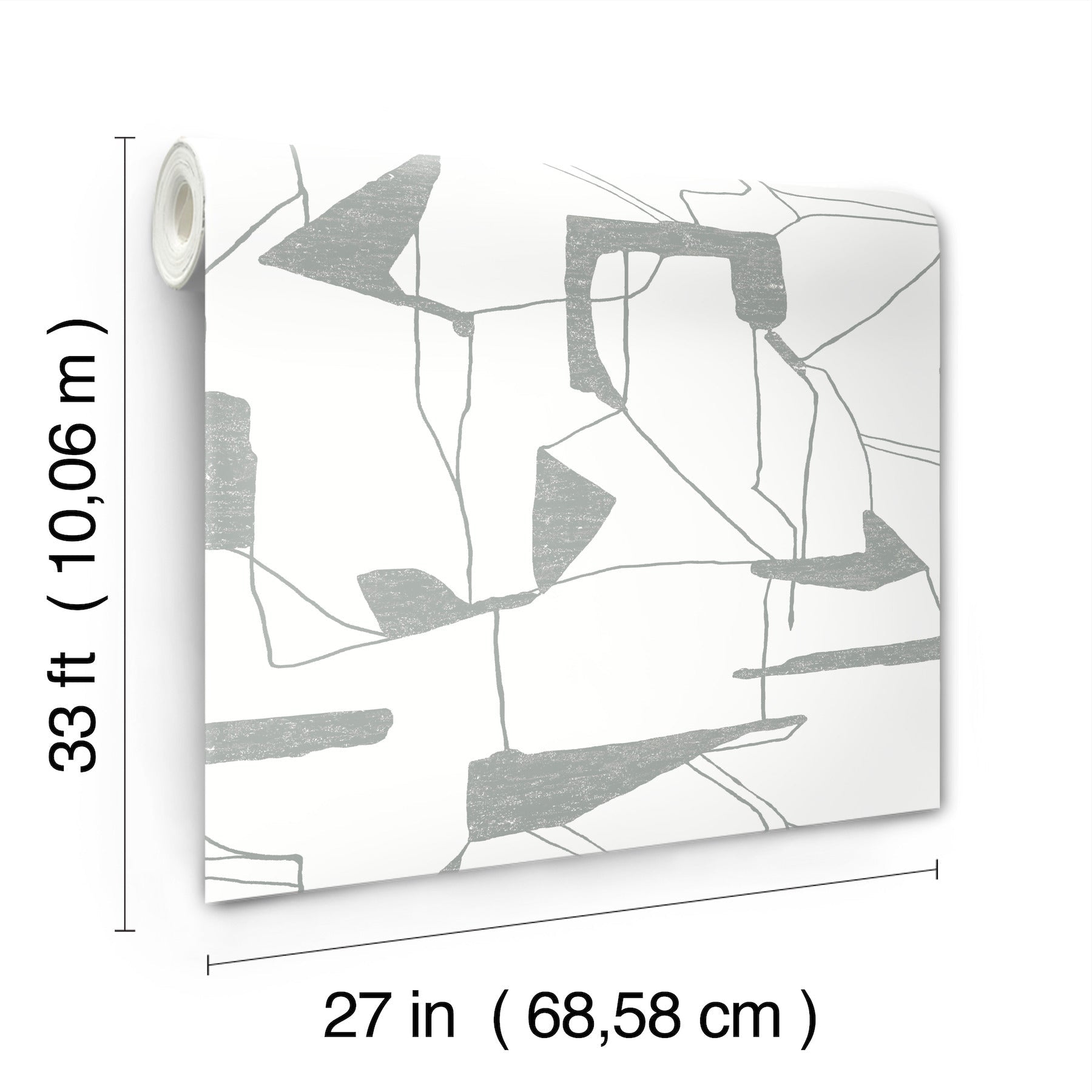 MD7114 Abstract Geo White & Silver Modern Metals Wallpaper by York Wallcoverings