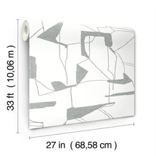 MD7114 Abstract Geo White & Silver Modern Metals Wallpaper by York Wallcoverings