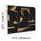 MD7115 Abstract Geo Black & Gold Modern Metals Wallpaper by York Wallcoverings