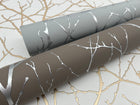 MD7121 Trees Silhouette Mocha & Silver Modern Metals Wallpaper by York Wallcoverings
