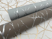 MD7121 Trees Silhouette Mocha & Silver Modern Metals Wallpaper by York Wallcoverings