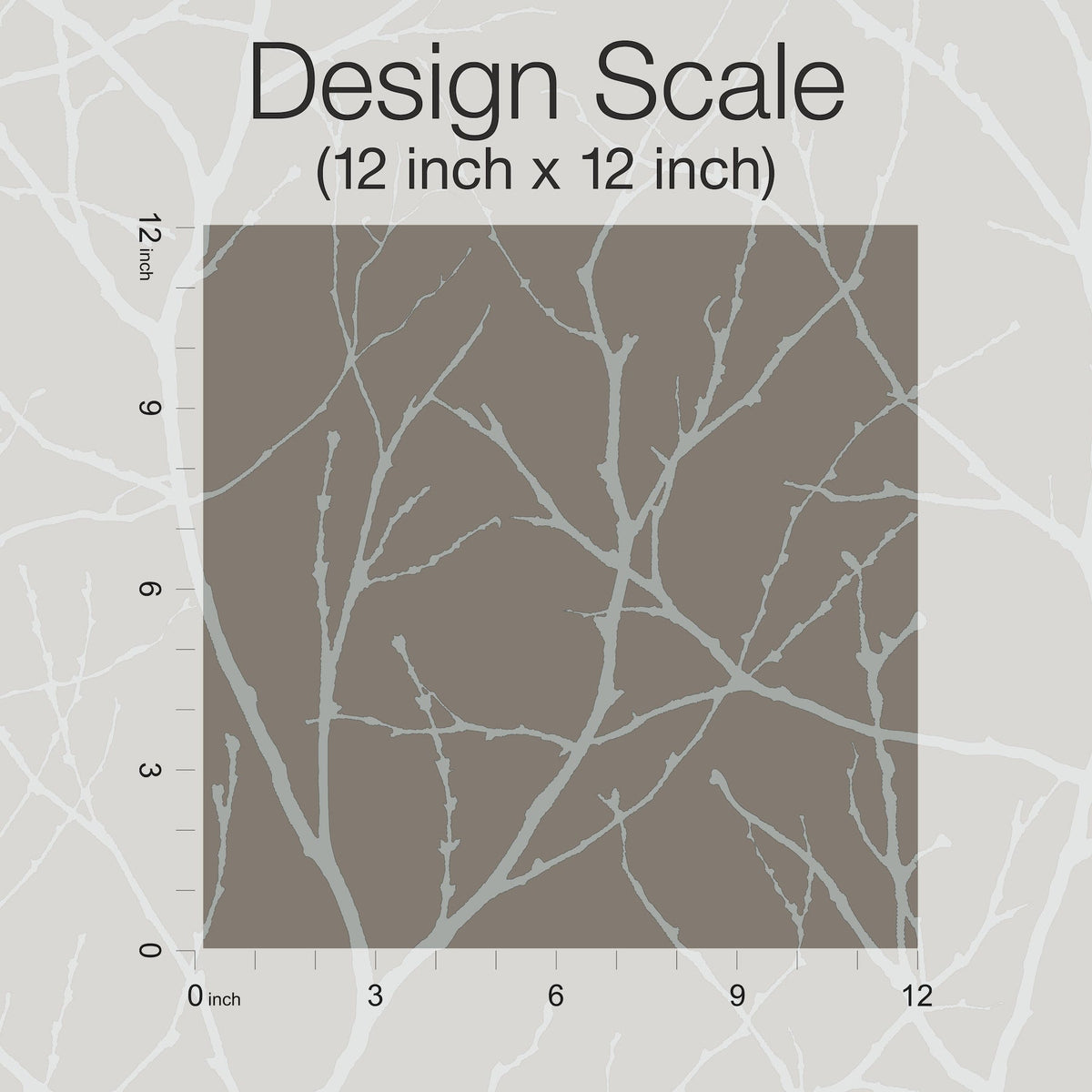 MD7121 Trees Silhouette Mocha & Silver Modern Metals Wallpaper by York Wallcoverings