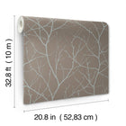 MD7121 Trees Silhouette Mocha & Silver Modern Metals Wallpaper by York Wallcoverings