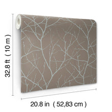 MD7121 Trees Silhouette Mocha & Silver Modern Metals Wallpaper by York Wallcoverings