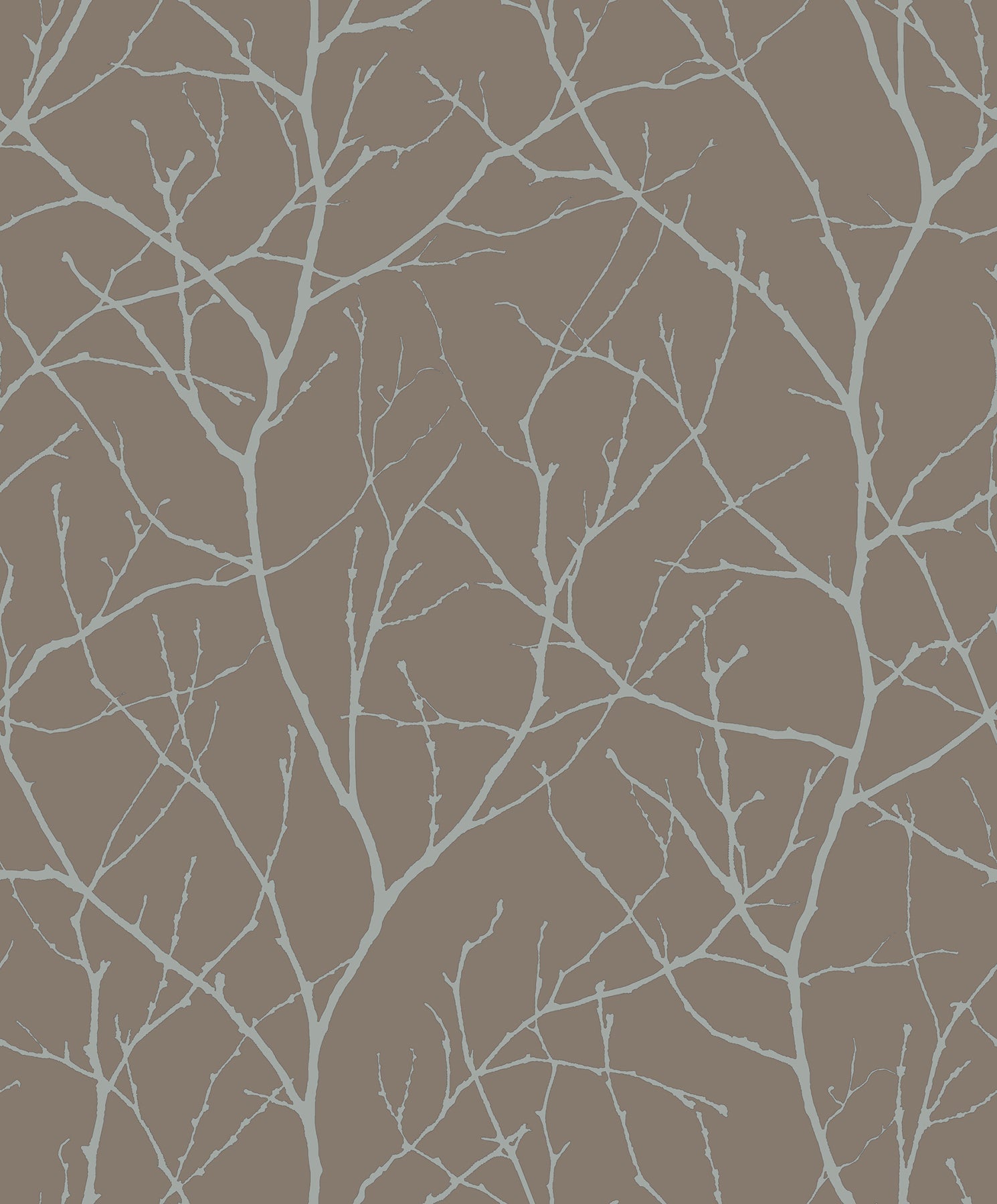 MD7121 Trees Silhouette Mocha & Silver Modern Metals Wallpaper by York Wallcoverings