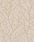 Trees Silhouette Beige & Gold Modern Metals Wallpaper by York Wallcoverings