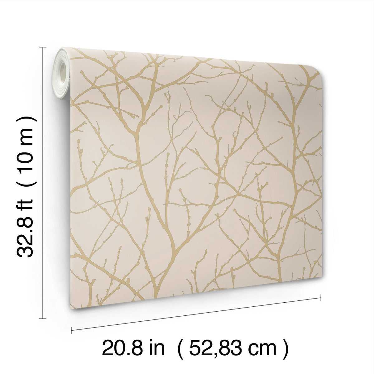 MD7122 Trees Silhouette Beige & Gold Modern Metals Wallpaper by York Wallcoverings