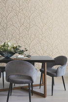 MD7122 Trees Silhouette Beige & Gold Modern Metals Wallpaper by York Wallcoverings