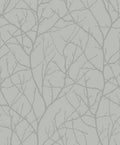 Trees Silhouette Smokey Blue & Silver Modern Metals Wallpaper by York Wallcoverings