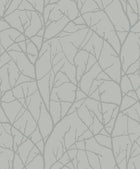 MD7123 Trees Silhouette Smokey Blue & Silver Modern Metals Wallpaper by York Wallcoverings