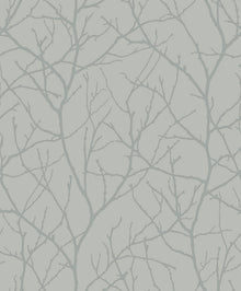 MD7123 Trees Silhouette Smokey Blue & Silver Modern Metals Wallpaper by York Wallcoverings