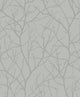 Trees Silhouette Smokey Blue & Silver Modern Metals Wallpaper by York Wallcoverings