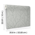 MD7123 Trees Silhouette Smokey Blue & Silver Modern Metals Wallpaper by York Wallcoverings