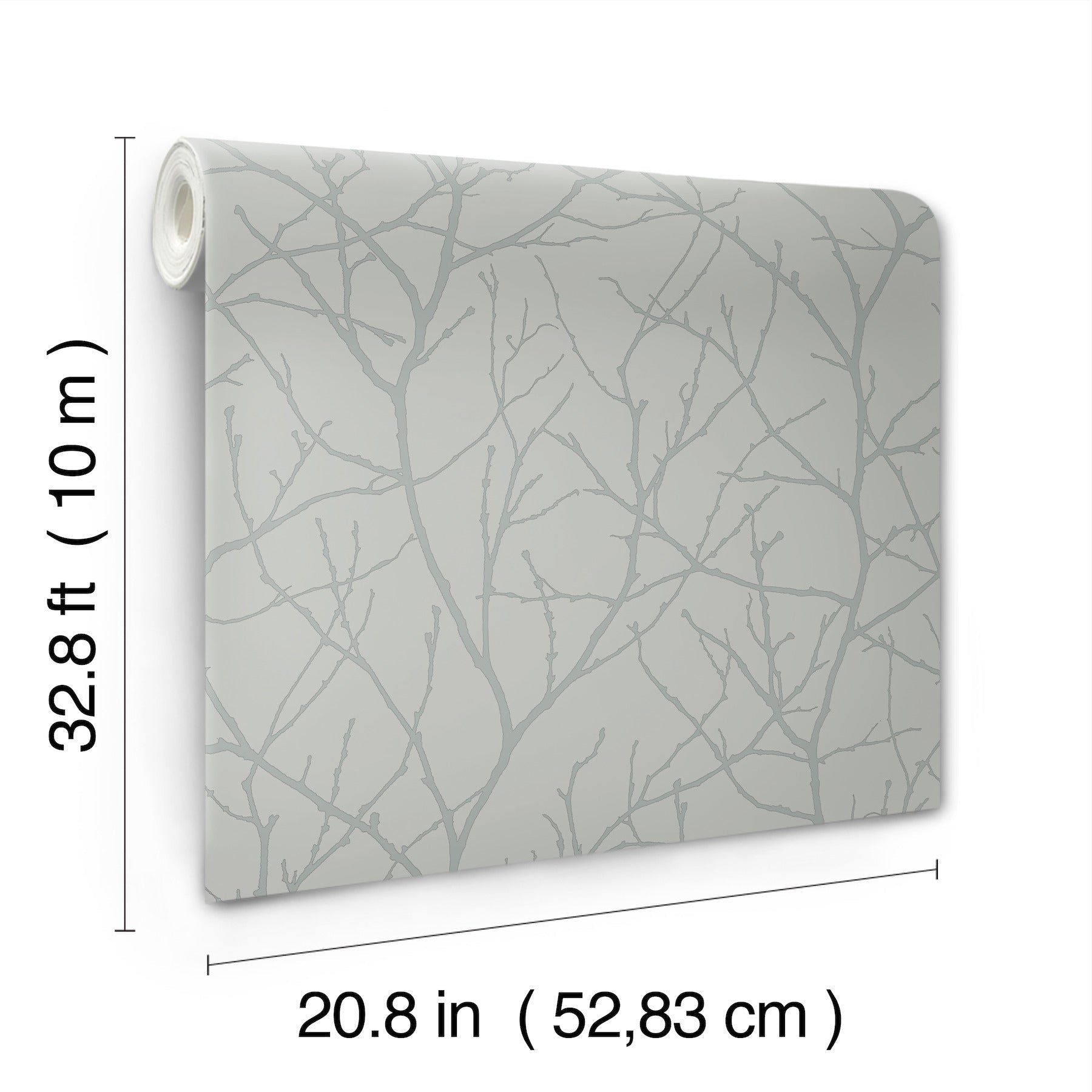 MD7123 Trees Silhouette Smokey Blue & Silver Modern Metals Wallpaper by York Wallcoverings