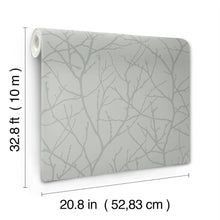 MD7123 Trees Silhouette Smokey Blue & Silver Modern Metals Wallpaper by York Wallcoverings