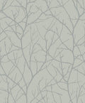 Trees Silhouette Eucalyptus & Silver Modern Metals Wallpaper by York Wallcoverings