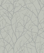 MD7124 Trees Silhouette Eucalyptus & Silver Modern Metals Wallpaper by York Wallcoverings