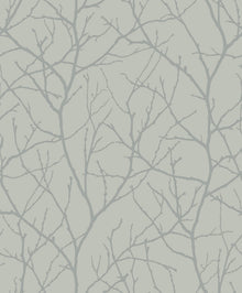 MD7124 Trees Silhouette Eucalyptus & Silver Modern Metals Wallpaper by York Wallcoverings