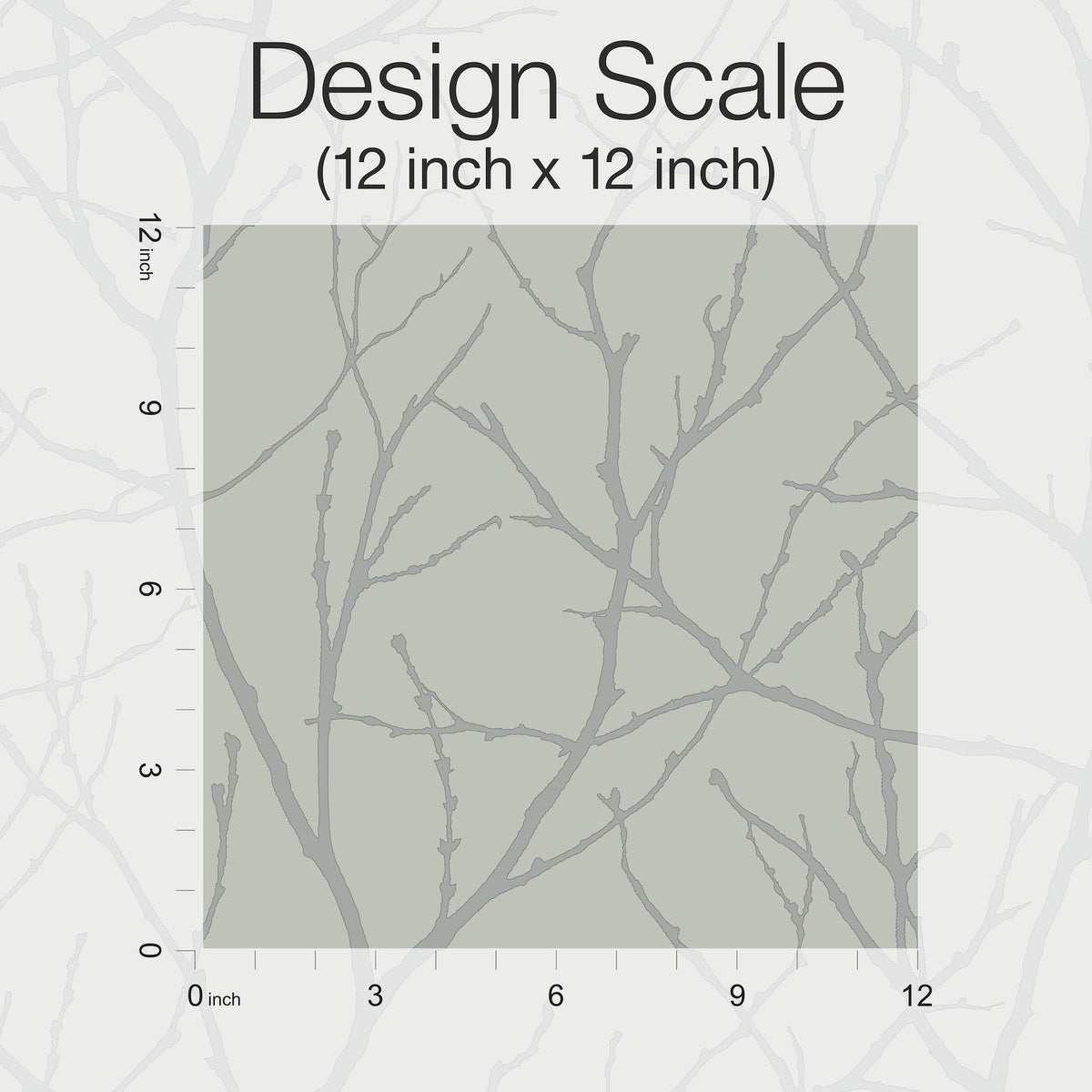 MD7124 Trees Silhouette Eucalyptus & Silver Modern Metals Wallpaper by York Wallcoverings