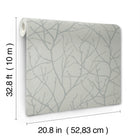 MD7124 Trees Silhouette Eucalyptus & Silver Modern Metals Wallpaper by York Wallcoverings