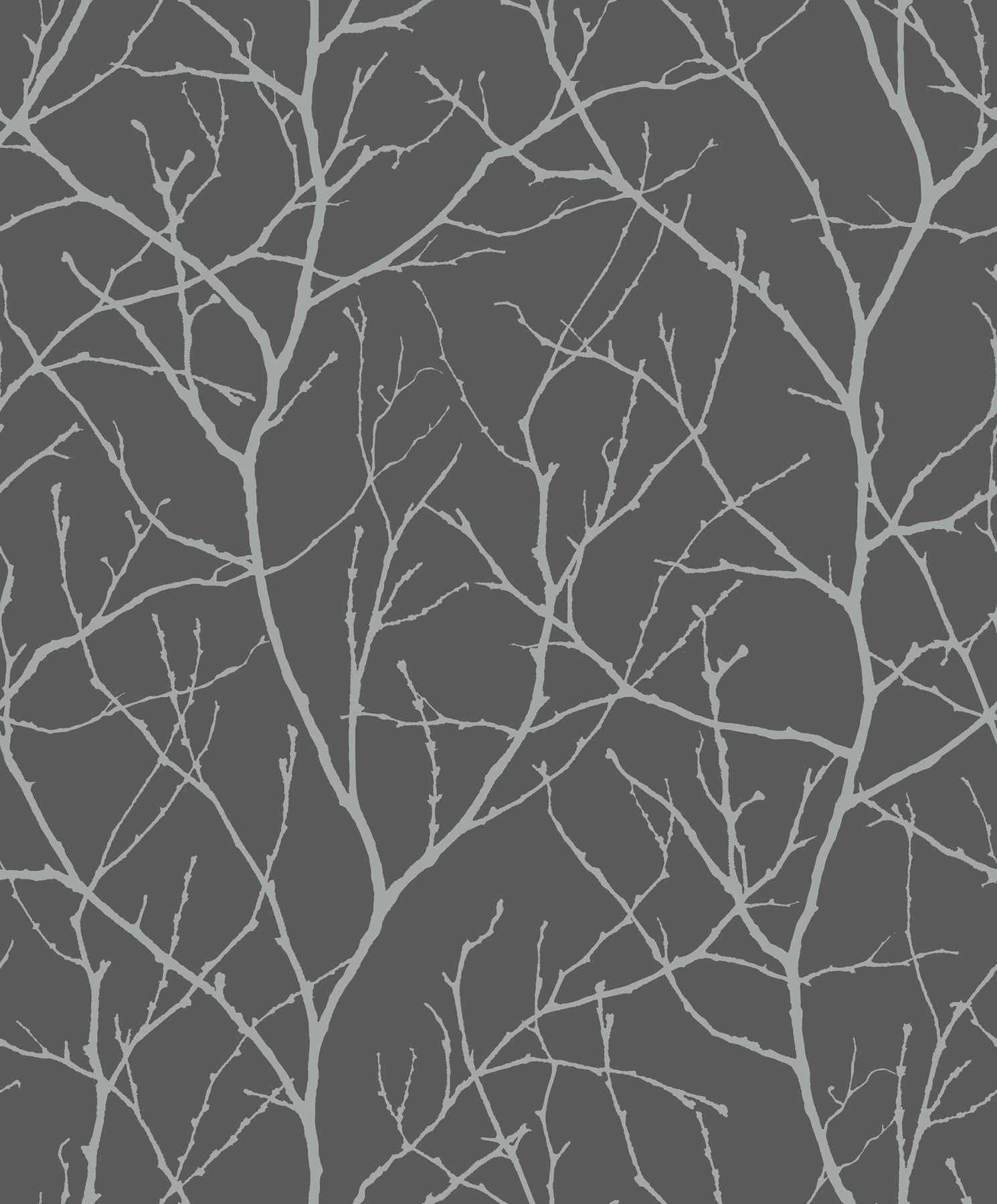 MD7125 Trees Silhouette Charcoal & Silver Modern Metals Wallpaper by York Wallcoverings