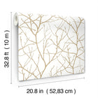 MD7126 Trees Silhouette White & Gold Modern Metals Wallpaper by York Wallcoverings