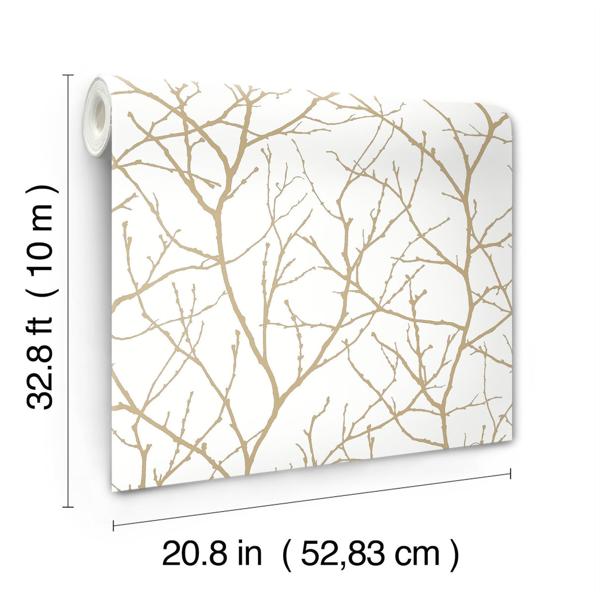 MD7126 Trees Silhouette White & Gold Modern Metals Wallpaper by York Wallcoverings