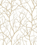 Trees Silhouette White & Gold Modern Metals Wallpaper by York Wallcoverings