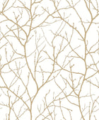 MD7126 Trees Silhouette White & Gold Modern Metals Wallpaper by York Wallcoverings