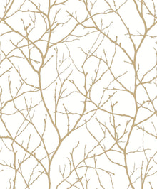 MD7126 Trees Silhouette White & Gold Modern Metals Wallpaper by York Wallcoverings
