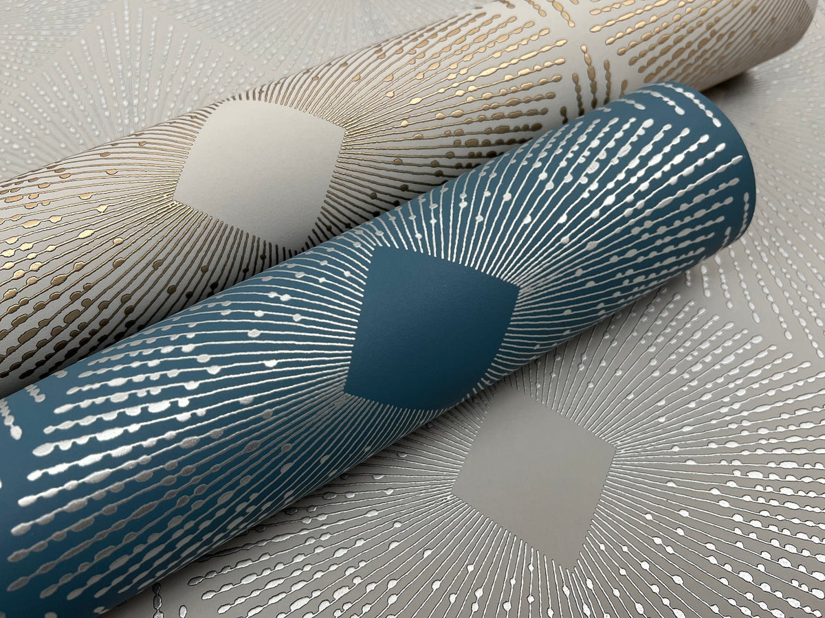 MD7131 Harlowe Blue & Silver Modern Metals Wallpaper by York Wallcoverings