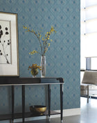 MD7131 Harlowe Blue & Silver Modern Metals Wallpaper by York Wallcoverings